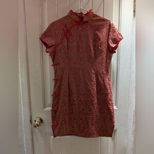 Y2K Red Brocade Mini Dress